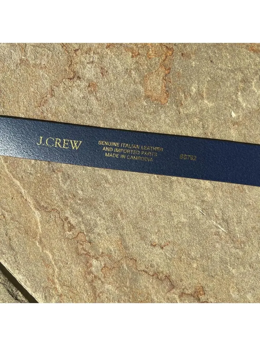 Navy Leather Belt w/ Gold Buckle